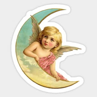 Vintage Moon Angel Sticker